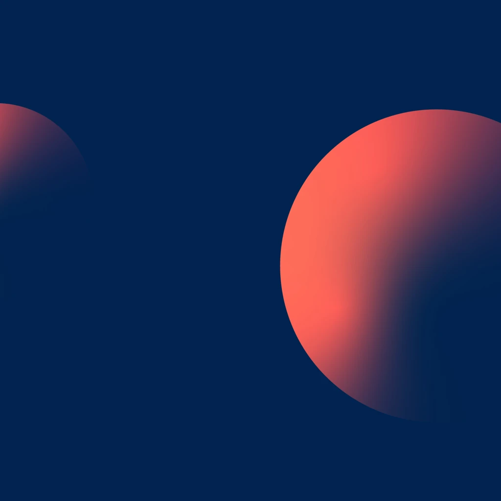 three red overlapping circles on blue background